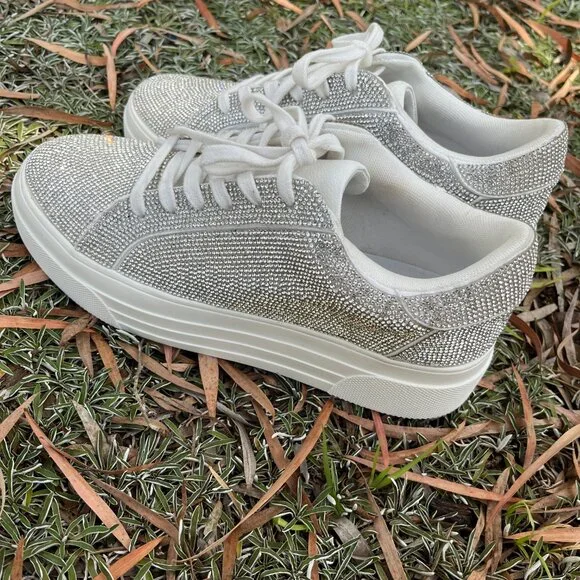 Jessica Simpson Cherello Comirra New Rhinestone Platform Sneakers, Size 8.5 - Picture 6 of 15